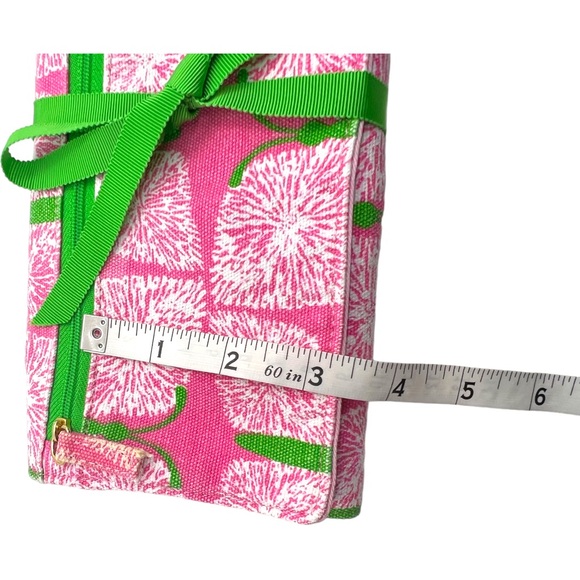 Lilly Pulitzer Jewelry Travel Fabric Case Pink, White Snail Pattern Green Bow - Picture 4 of 13